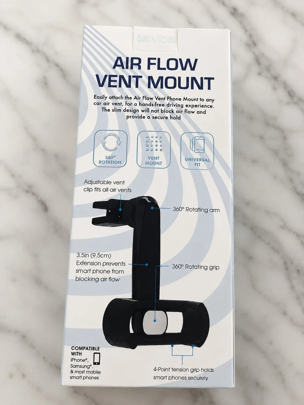 Vibe Air Flow Vent Mount Phone Holder - Black